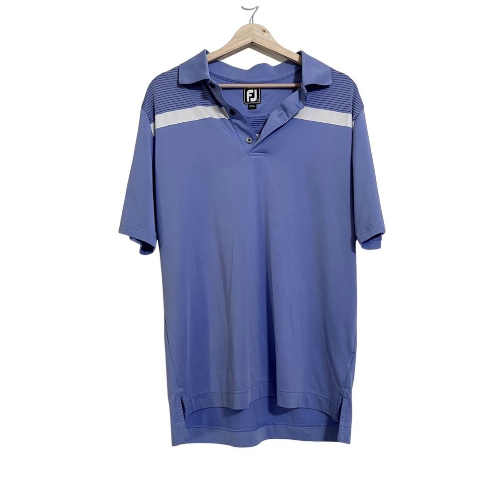 FJ Athletic Fit Purple White and Black Collared Short Sleeve Golf Shirt | L